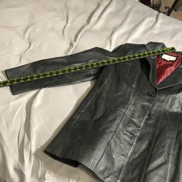 Worthington Womens Moto Blazer Leather Jacket Large Black Three-Button Collared - Picture 10 of 16